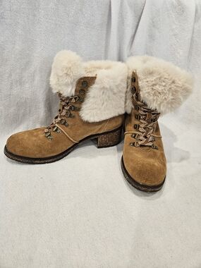 Aetrex Brooklyn Womens Boots Lace Up Faux Fur 9-9.5